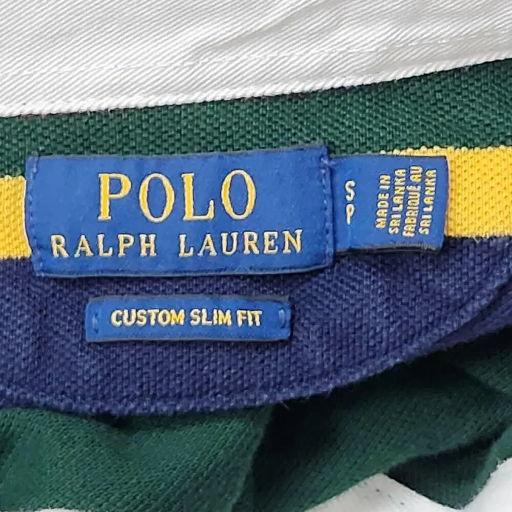 Polo Ralph Lauren Polo Rugby Shirt Mens Small Striped Polo Bear Kicking Ball